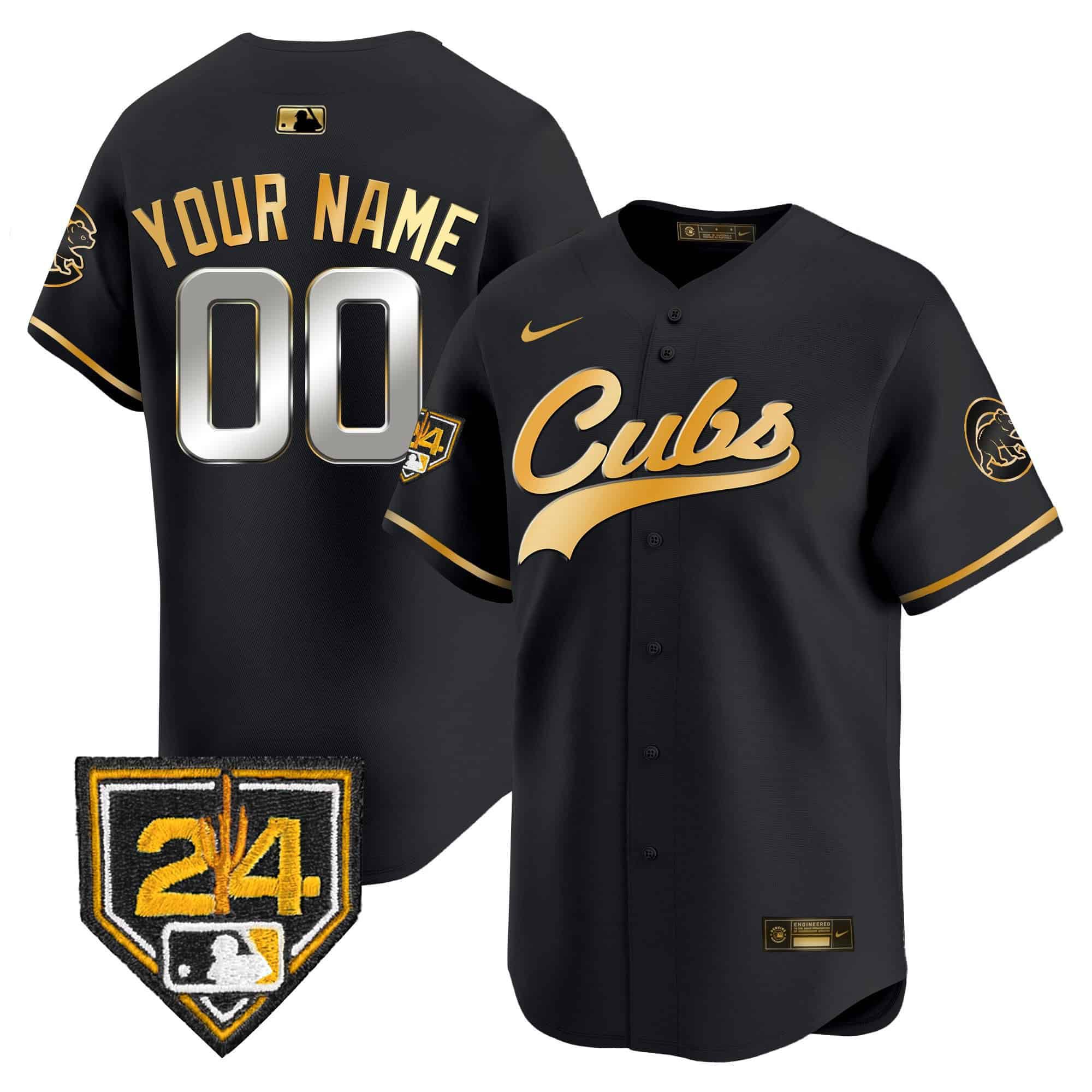 Men Chicago Cubs Black Nike 2024 Spring Training Patch Vapor Premier Limited Custom MLB Jersey